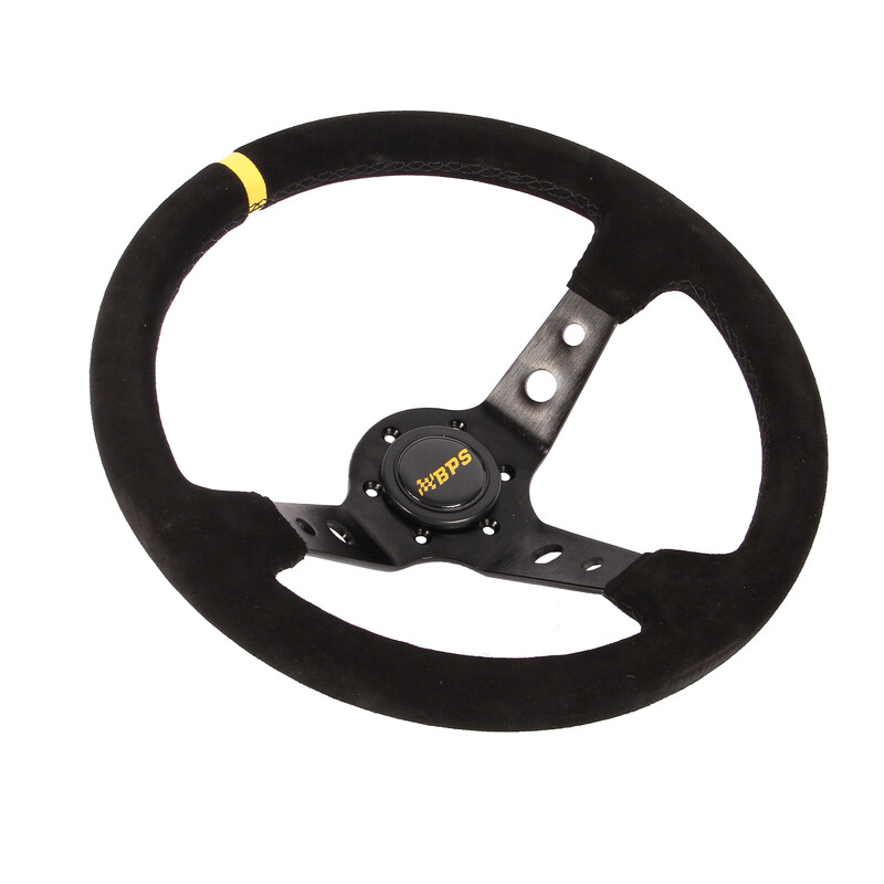 Volant BPS Tulipé 90 mm, Cuir Noir Retourné
